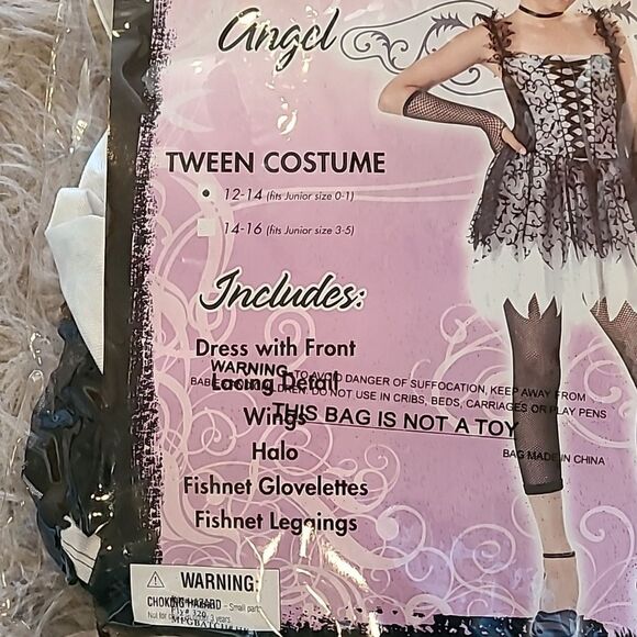 NWT Spirit halloween girls dark angel white‎ and black costume size 12-14 - Picture 2 of 4